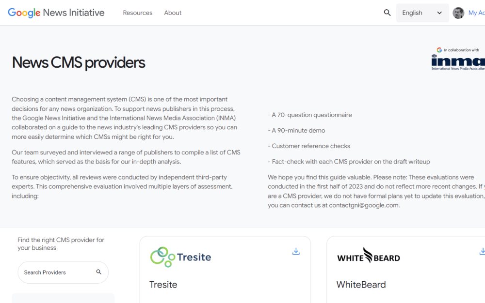 INMA publica guía para la selección de CMS