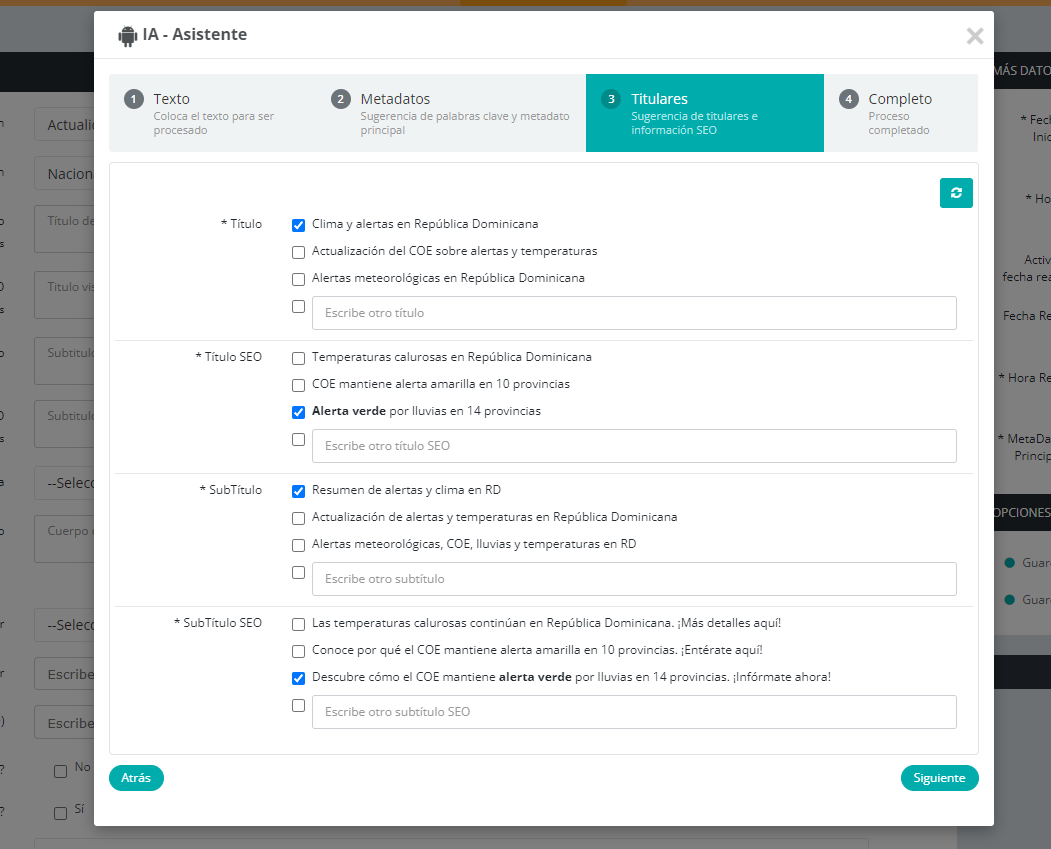Sugerencias de contenido