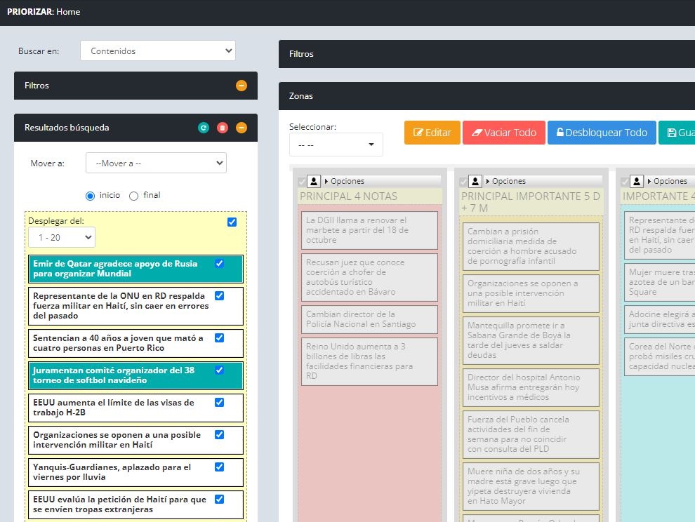 Priorización de contenido